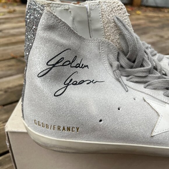 Golden Goose Francy Classic Sneakers Silver White Glitter Star – Size 40 - Picture 5 of 11
